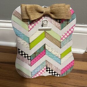 Chevron Patterned Clip Board with Bow